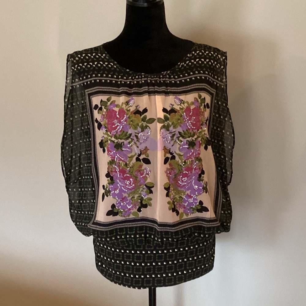ALFANI Floral Sequined Blouse